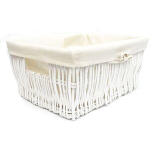 TOPFURNISHING Wider Large Big Deep Lined Kitchen Wicker Storage Basket Xmas Hamper Basket [White,Medium 41x28x18cm] - White