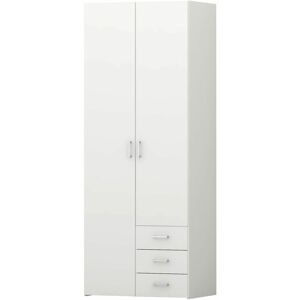 NETFURNITURE Pluto Wardrobe - 2 Doors 3 Drawers In White