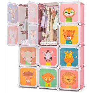 COSTWAY Portable Kids Wardrobe 12-Cube Baby Closet Dresser Children's Storage Organizer