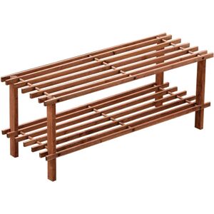 Dark Cedar Wood 2 Tier Shoe Rack - Premier Housewares