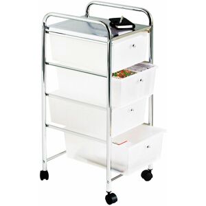 Premier Housewares - Plastic Drawer Storage Kitchen Storage Trolley Chrome Craft Storage Storage Draws Storage Drawers On Wheels 81 cm x 39 cm x 33 cm