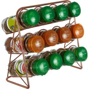 Premier Housewares - Spice Rack / Racks With Copper Finish Free Standing Spices Rack Organizer With Jars Three Tier Metal Wire Frame Design 11 x 20 x