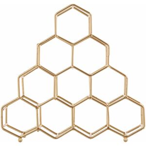 Premier Housewares - Spice Rack / Racks With Gold Finish Free Standing Spices Rack Organizer Four Tier Metal Wire Hexagonal Design 7 x 18 x 19