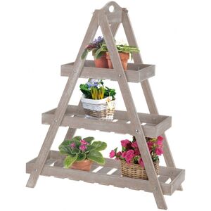 URBN-GARDEN 3 Tier Wooden Flower Stand - Brown - Brown