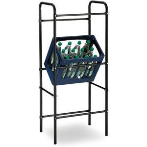 Rack for 3 Drink Crates, Beverage Crate and Storage Box Shelves for 3, Steel, HxWxD 116x50x34 cm, Black - Relaxdays