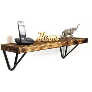 Moderix - Reclaimed Wooden Shelf with Bracket wire 9' 220mm - Colour Burnt - Length 110cm