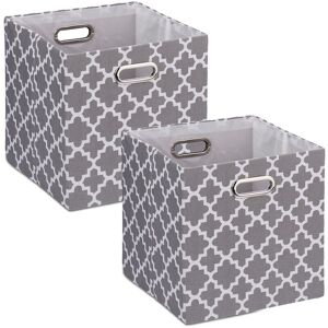 Relaxdays - 2x Shelf Baskets, Container without Lid, Foldable Organiser, Storage Boxes, hwd: 30.5x30.5x30 cm, Grey/White