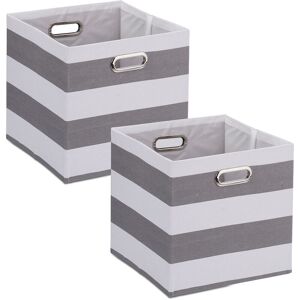 2x Shelf Baskets, Storage Boxes, Container without Lid, Foldable Organiser, hwd: 30.5x30.5x30 cm, Grey/White - Relaxdays