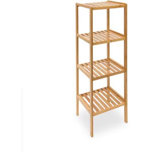 RELAXDAYS Bamboo Bathroom Shelf Size: 110 x 33 x 33 cm Chic Rack w/ 4 Shelves made of Natural Wood, Standing Shelf as Kitchen Rack or Wooden Stand for Bathroom