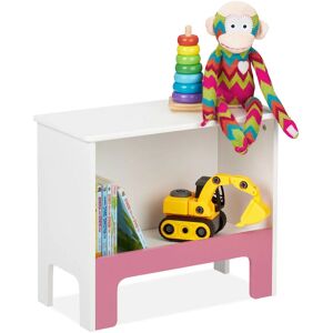 Relaxdays Children's Shelf, Bedside Table, HxWxD: 40.5 x 48 x 24 cm, Storage for Books & Toys, Sturdy MDF, White/Pink