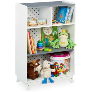 Children's Shelves for Toys & Books, HxWxD: 90x60x30 cm, 4 Compartments, Girls & Boys, Shelves, White/Grey - Relaxdays