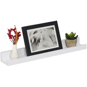 Floating Shelf, Simple Wall Rack for Storage, Picture Frames, Spices or Decor, hwd: 5 x 48 x 8 cm, mdf, White - Relaxdays