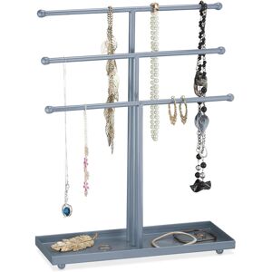 Relaxdays - Jewellery Stand, T-shaped, 3 Levels for Chains, with Shelf, h x w x d: 40 x 31 x 11 cm, Silver