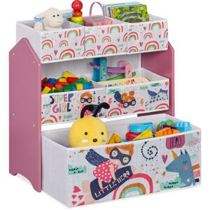 Children's Shelf with 6 Storage Boxes, hwd: 66 x 63 x 30 cm, Cute Toy Storage with Supergirl motif, Colourful - Relaxdays
