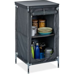Camping Cupboard, with 2 Shelves, hbd: 87x47.5x47.5 cm, Camping Shelf with Table-Top, Storage Space, Grey - Relaxdays