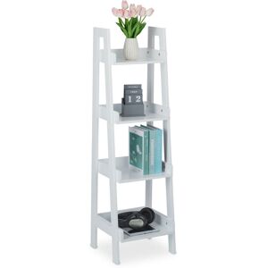 Freestanding Shelf with 4 Levels, Ladder Rack for Decotations, Plants & Books, HxWxD: 112 x 33 x 30 cm, White - Relaxdays