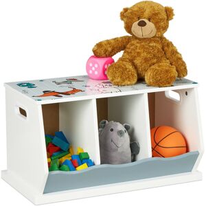 Children's Shelf, Dog Motif, 3 Compartments, hwd: 32.5 x 60 x 36 cm, Girls & Boys, mdf, Bookshelf, Colourful - Relaxdays