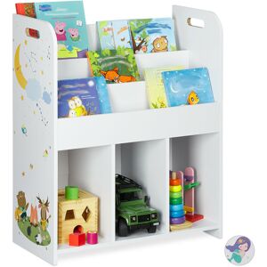 Relaxdays Children's Shelf, Storage Unit for Books, Toys and Games, Stable Material, Campfire Motif, 75x62x29 cm, White