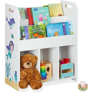 Relaxdays Children's Shelf, Storage Unit for Books, Toys and Games, Stable Material, Mermaids Motif, 75x62x29 cm, White