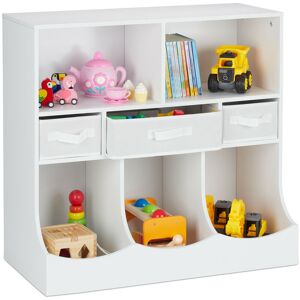 Children's Shelf for Toys & Books, Room Organiser, 8 Compartments, Girls & Boys, hwd: 75 x 80 x 40 cm, White - Relaxdays
