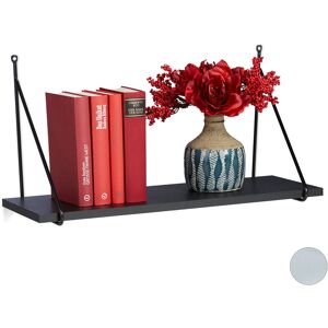 Wall Shelf for Living Room & Hallway, Modern Design, Rack for Books & Decor, hwd: 30 x 60 x 22 cm, Black - Relaxdays