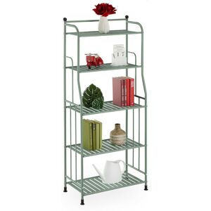 Wide Storage Unit, 107x56x28 cm, Multipurpose Utilities Shelf, 5 Lattice Trays, Metal Standing Tower, Green - Relaxdays