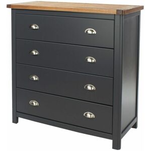 NETFURNITURE Renmi Handcrafted 4 Drawer Chest - carbon grey