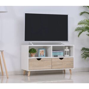 Uniquehomefurniture - Retro tv Stand Vintage Media Unit Small Storage Cabinet Scandinavian Wood Shelf