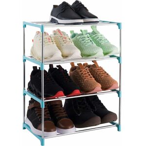 4 Tier Stackable Shoe Rack, Lightweight for Entryway, Hallway and Closet (Blue) - Rhafayre