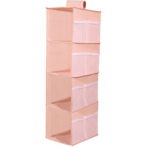 Hanging Closet Organizer for 4 Tiers Clothes, 80x 30x 22cm, Washable Hanging Storage Organizer Fabric Wardrobe Hanging Shelf (Pink) - Rhafayre