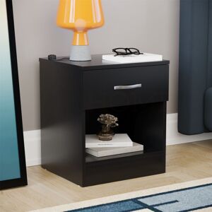 Home Discount - Riano 1 Drawer Bedside Table Cabinet Chest Nightstand Bedroom Furniture, Black