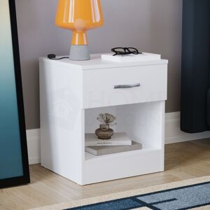 Home Discount - Riano 1 Drawer Bedside Table Cabinet Chest Nightstand Bedroom Furniture, White