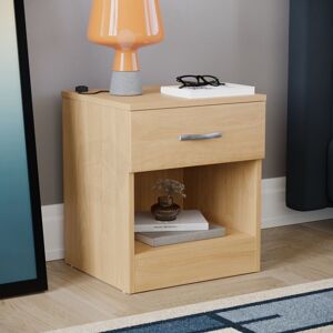 Home Discount - Riano 1 Drawer Bedside Table Cabinet Chest Nightstand Bedroom Furniture, Pine