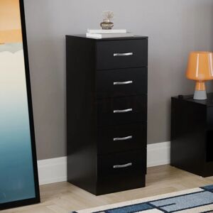 Home Discount - Riano 5 Drawer Narrow Chest Tall Storage Unit Bedroom Furniture Cabinet, Black