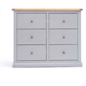 CABINET BITS Rocca 6 Drawer Chest of Drawers Brass Knob - Grey