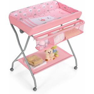 Costway - Rolling Baby Changing Table Folding Baby Diaper Changing Station w/ Large Basket