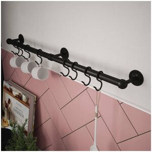 Easy-Fit Kitchen Utensil Rail Kit Black Matt 60cm - Matt Black - Rothley