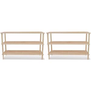 3-Tier Shoe Racks 2 pcs Solid Fir Wood - Royalton