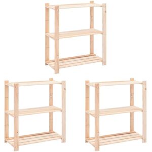 BERKFIELD HOME Royalton 3-Tier Storage Racks 3 pcs 80x38x90 cm Solid Pinewood 150 kg