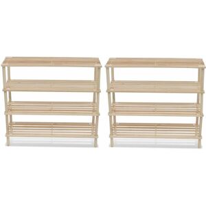 4-Tier Shoe Racks 2 pcs Solid Fir Wood - Royalton