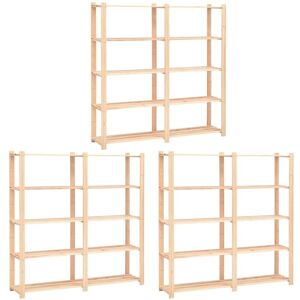 Berkfield Home - Royalton 5-Tier Storage Racks 3 pcs 170x38x170 cm Solid Pinewood 500 kg