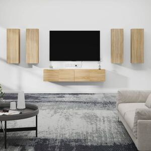 6 Piece tv Cabinet Set Sonoma Oak Engineered Wood - Royalton