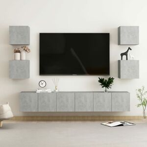 7 Piece tv Cabinet Set Concrete Grey Engineered Wood - Royalton