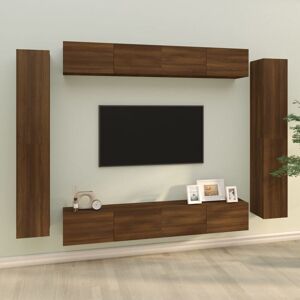 8 Piece tv Cabinet Set Brown Oak Engineered Wood - Royalton