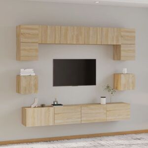 8 Piece tv Cabinet Set Sonoma Oak Engineered Wood - Royalton