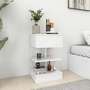 Royalton Bedside Cabinet High Gloss White 40x35x65 cm Engineered Wood