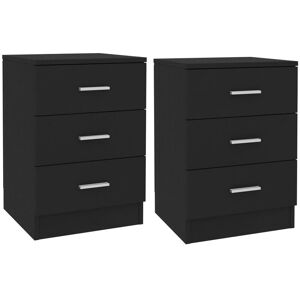 Royalton - Bedside Cabinets 2 pcs Black 38x35x56 cm Engineered Wood