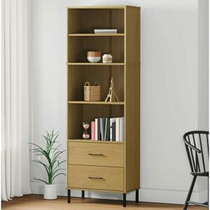 Bookcase with 2 Drawers Brown 60x35x180 cm Solid Wood oslo - Royalton