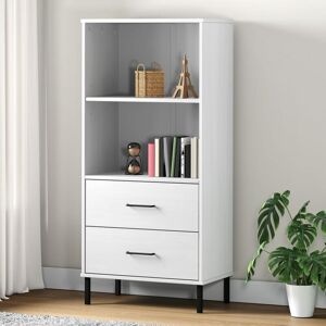 Bookcase with 2 Drawers White 60x35x128.5 cm Solid Wood oslo - Royalton