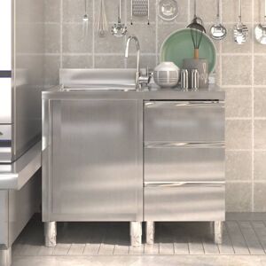 Berkfield Home - Royalton Commercial Kitchen Cabinets 2 pcs Stainless Steel